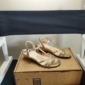 PARADOX LONDON Womens Tessa Wedge Sandal Size 5, Champagne
